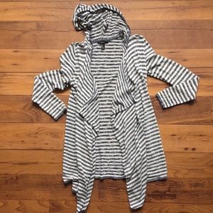 Forever 21 Blue and White Striped Open Sweater Med